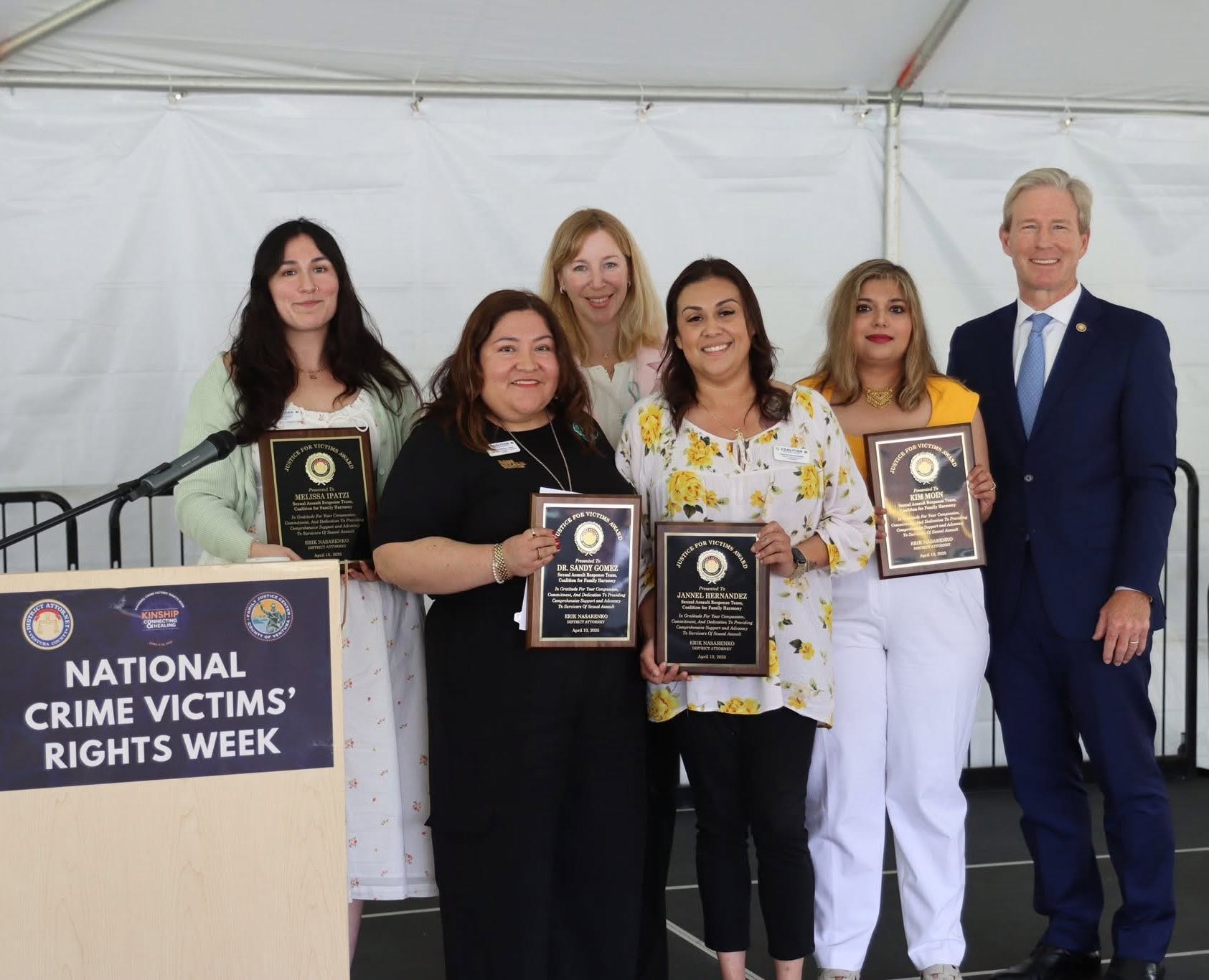 Coalition Sexual Assault Response Team members receiving Justice for Victims Awards during National Crime Victims' Rights Week